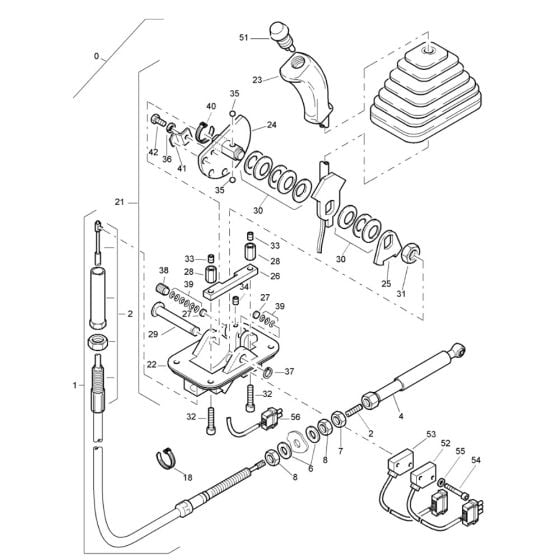 Travel Actuation Cable (S/N 101460422399 to 101460423859) Assembly for Bomag BW 80 AD-2 (101460422658 to 101460428230) Roller