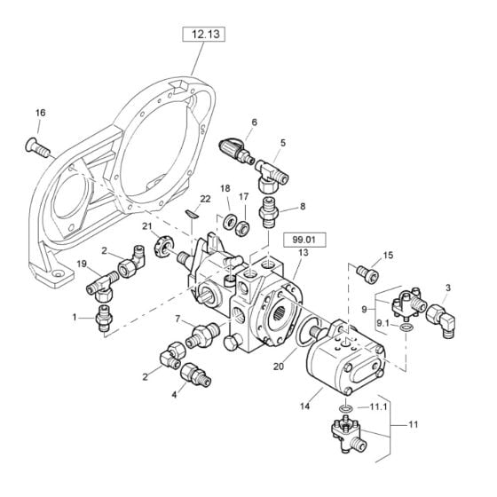 Pump Mounting (S/N 101460422531 to 101460425274) Assy for Bomag BW 80 AD-2 (101460422658 to 101460428230) Roller