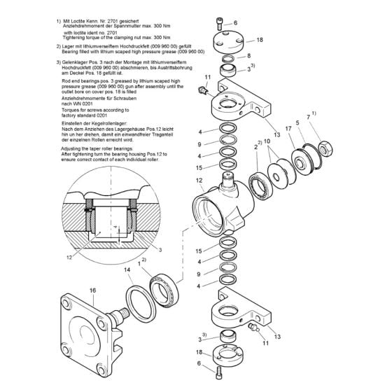 Oscillating Articulated Joint (S/N 101460424402 to 101460428160) Assy for Bomag BW 80 AD-2 (101460422658 to 101460428230) Roller