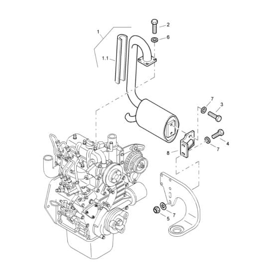 Exhaust System Assembly for Bomag BW 80 AD-2 (101460422658 to 101460428230) Roller