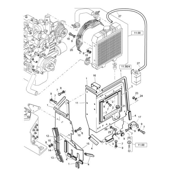 Radiator (S/N 101460422399 to 101460425914) Assembly for Bomag BW 80 AD-2 (101460422658 to 101460428230) Roller