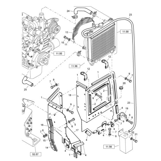 Radiator (S/N 101460425915 to 101460428189) Assembly for Bomag BW 80 AD-2 (101460422658 to 101460428230) Roller