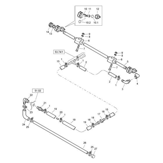 Water Sprinkler System Assembly -1 for Bomag BW80 ADS Roller