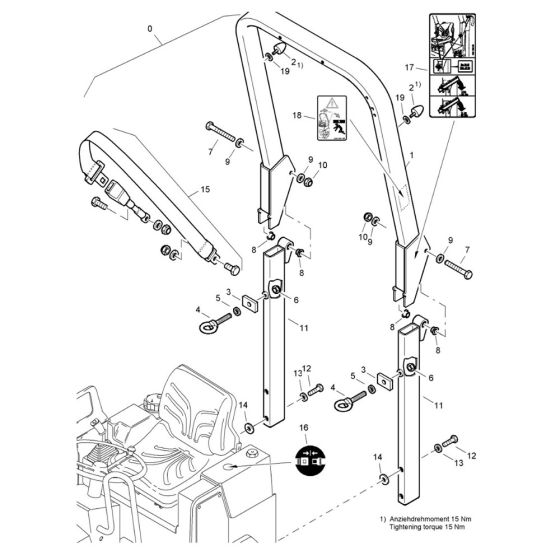 ROPS Hinged Assembly for Bomag BW80 ADS Roller