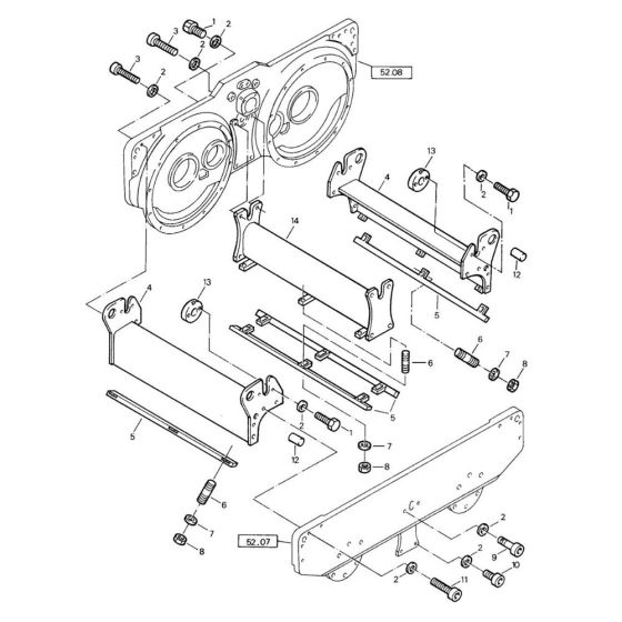 Cross Pieces Assembly for Bomag BW 90 S (101028000131 to 101028001169) Roller