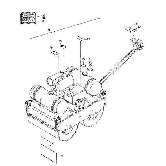 Decal Assembly for Bomag BW 90 S (101028000131 to 101028001169) Roller