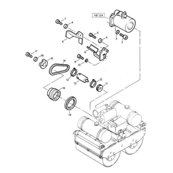 Starting Device (S/N 101028000131 to 101028001130) Assembly for Bomag BW 90 S (101028000131 to 101028001169) Roller