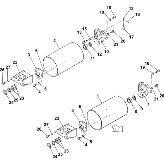 Roller Unit Assembly for Belle Belle BWR 750 Twin Drum Vibrating Roller