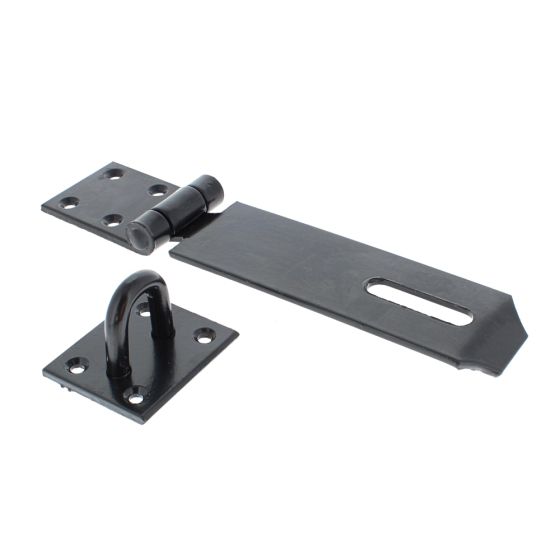 180mm - Heavy Pattern Safety Hasp & Staple for Garage Doors & Med use Blk