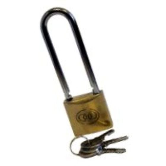 32mm Tri-Circle Padlock with Elongated Chrome Shackle, Brass Finish