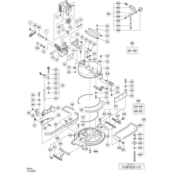 Main Assembly for Hikoki C10FCE2 Miter Saw