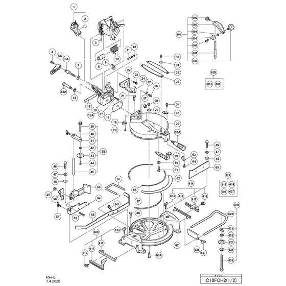 Main Assembly for Hikoki C10FCH2 Miter Saw