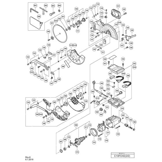 Main Assembly for Hikoki C10FCH2 Miter Saw