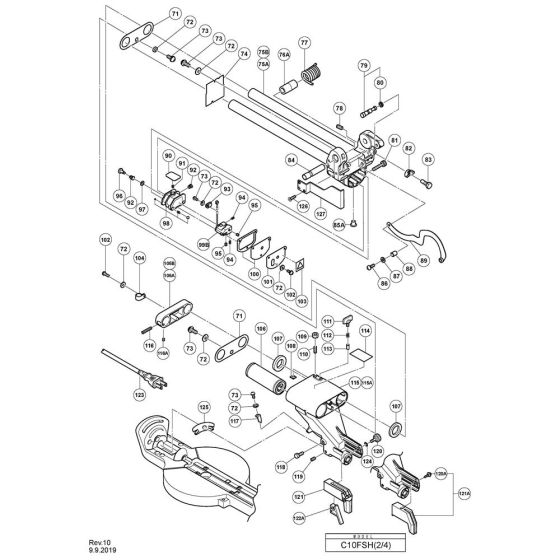 Handle Assembly for Hikoki C10FSH Slide Compound Saw