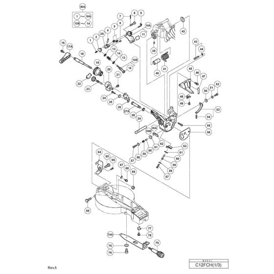 Main Assembly for Hikoki C12FCH Miter Saw