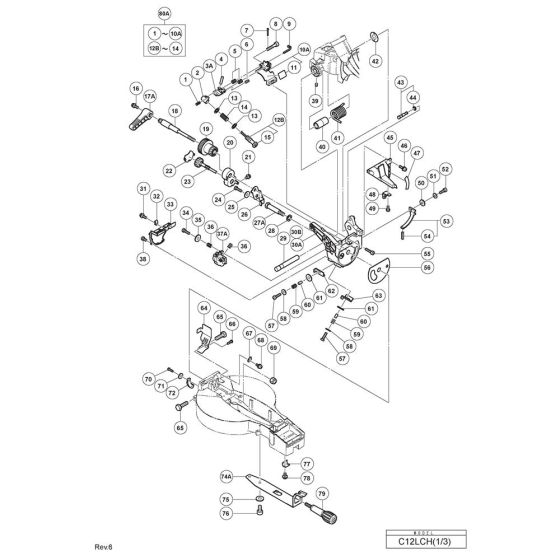 Main Assembly for Hikoki C12LCH Miter Saw