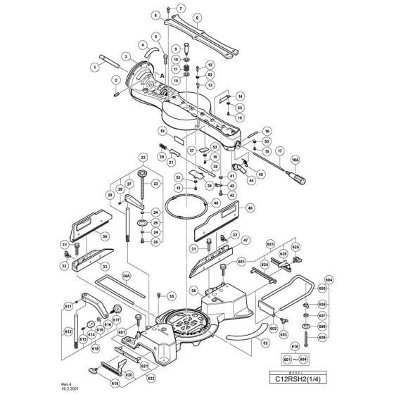 Main Assembly for Hikoki C12RSH2 Miter Saw