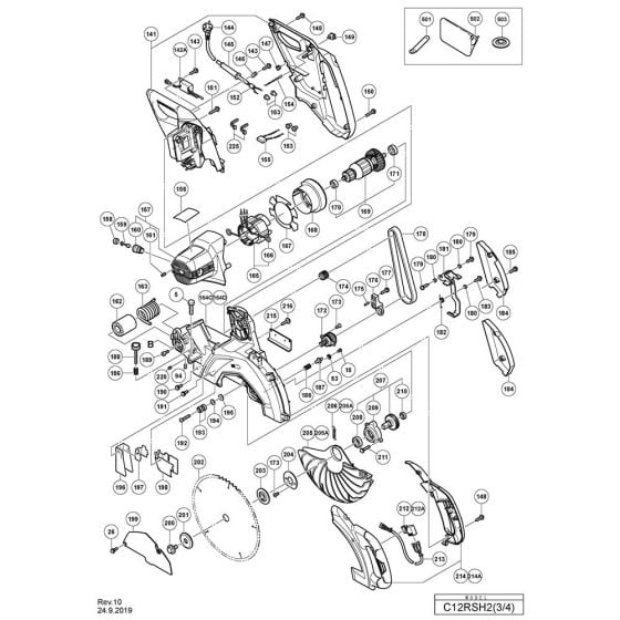 Blade & Guard Assembly for Hikoki C12RSH2 Miter Saw