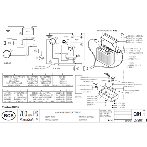 Electric Starter Assembly for Camon C13 (PowerSafe) Rotovators