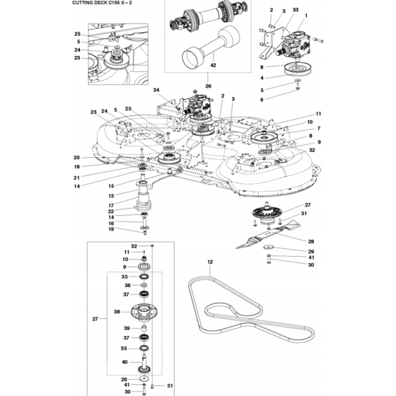 61"/155cm Cutting Deck Assembly-2 for Husqvarna Cutting Deck C155 X Riders