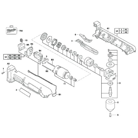 Assembly for Milwaukee C18RAD Drill Drivers