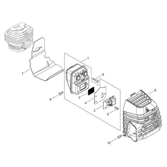 Muffler for Shindaiwa C302TS Brushcutter