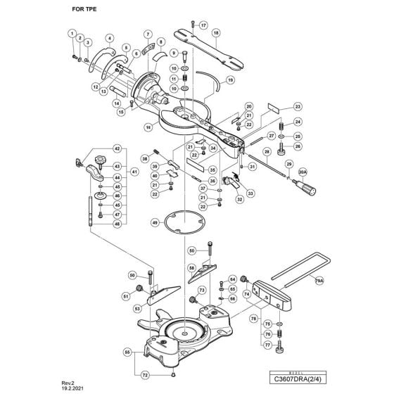 Base Assembly 2 for Hikoki C3607DRA Cordless Miter Saw