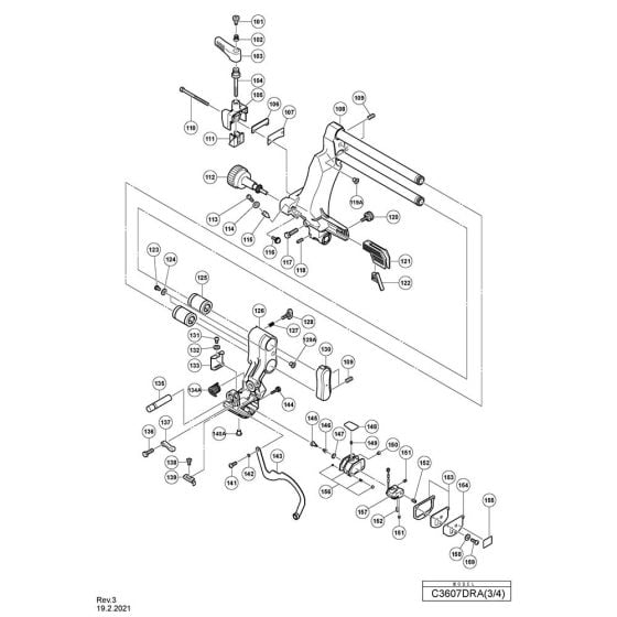 Slide Bar Assembly for Hikoki C3607DRA Cordless Miter Saw