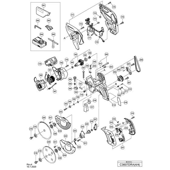 Blade & Guard Assembly for Hikoki C3607DRA Cordless Miter Saw