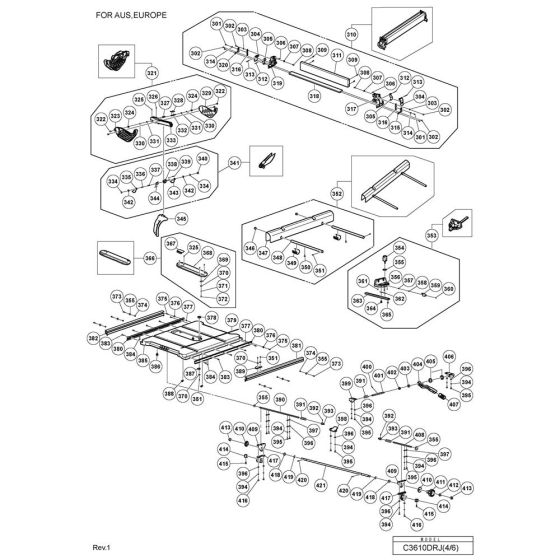 Main Assembly for Hikoki C3610DRJ Cordless Table Saw