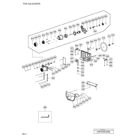 Blade & Guard Assembly for Hikoki C3610DRJ Cordless Table Saw