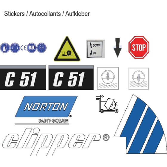 Labels for Norton Clipper C51 Floor Saw