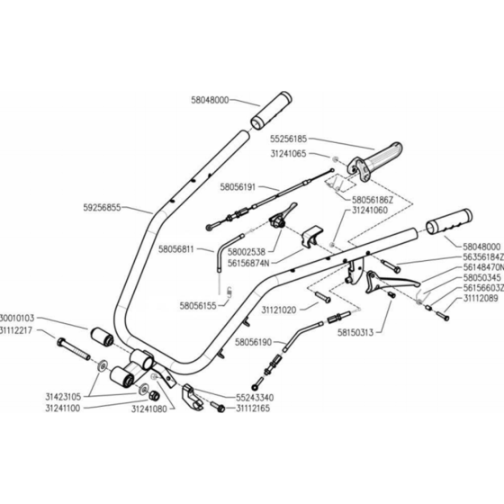 Handlebar Assembly for Camon C6 (PowerSafe) Rotovators