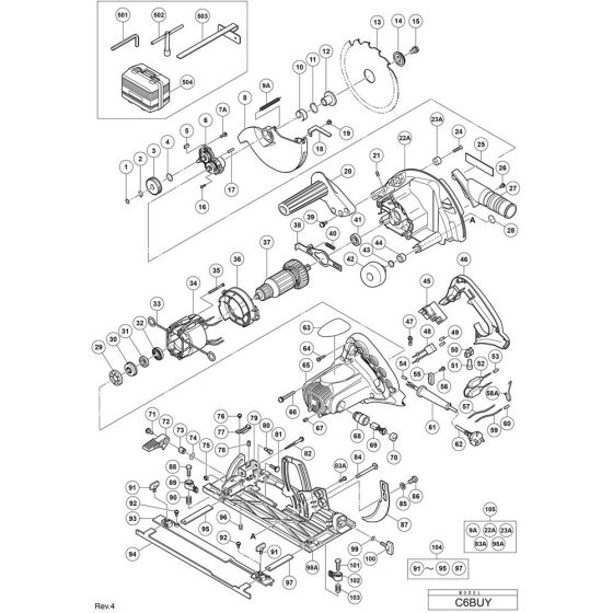 Main Assembly for Hikoki C6BUY Circular Saw