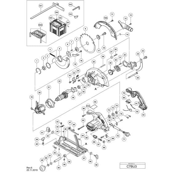 Main Assembly for Hikoki C7BU3 Circular Saw