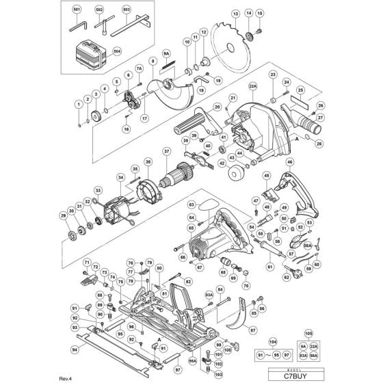 Main Assembly for Hikoki C7BUY Circular Saw