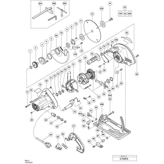 Main Assembly for Hikoki C7MFA Circular Saw