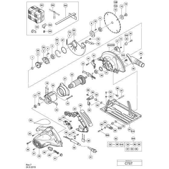 Main Assembly for Hikoki C7ST Circular Saw