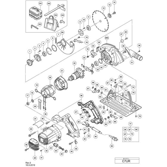 Main Assembly for Hikoki C7UR Circular Saw