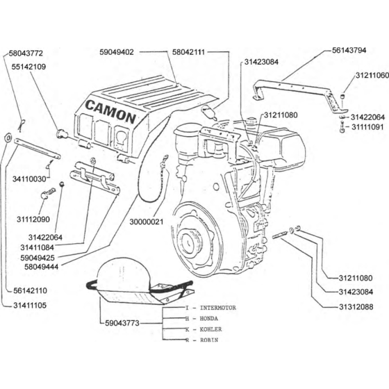 Engine Cover Assembly for Camon C8 (1989) Rotovators