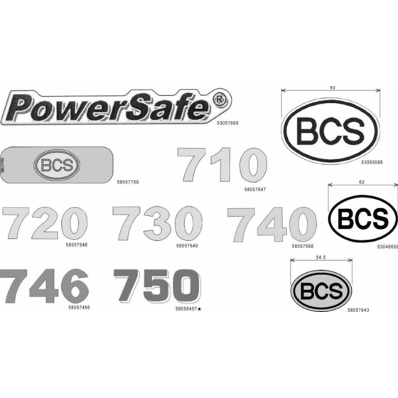 Stickers (2) Assembly for Camon C8 (PowerSafe) Rotovators