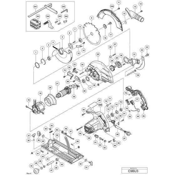 Main Assembly for Hikoki C9BU3 Circular Saw