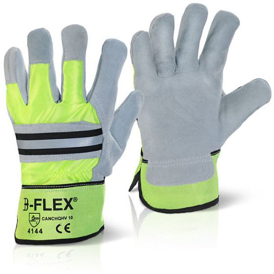 Canadian Hi-Viz Rigger Glove P/C Knit Base Fleece Lined Grey/Sat-Yellow 11