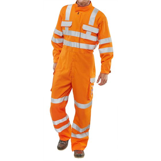 Arc Flash Coverall Hi-Vis GO/RT 3279 Suitable for Rail use Orange Reg 56