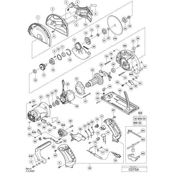 Main Assembly for Hikoki CD7SA Chip Saw Cut-Off Machine