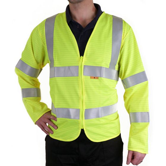 Hi-Vis Long Sleeve Jerkin Fire Retardant Saturn Yellow Size XL