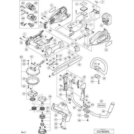 Main Assembly for Hikoki CG18DSDL Cordless Grass Trimmer/Brush Cutter