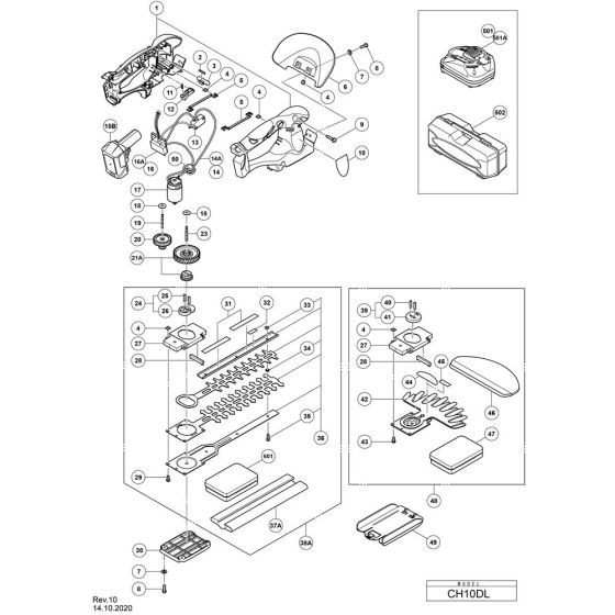 Main Assembly for Hikoki CH10DL Cordless Hedge Trimmer