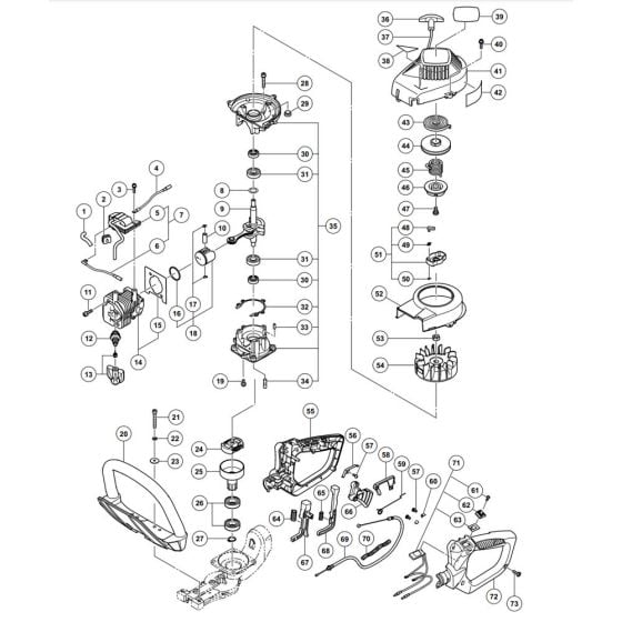 Complete Assembly-1 for Hikoki CH62EA3 Hedgetrimmer