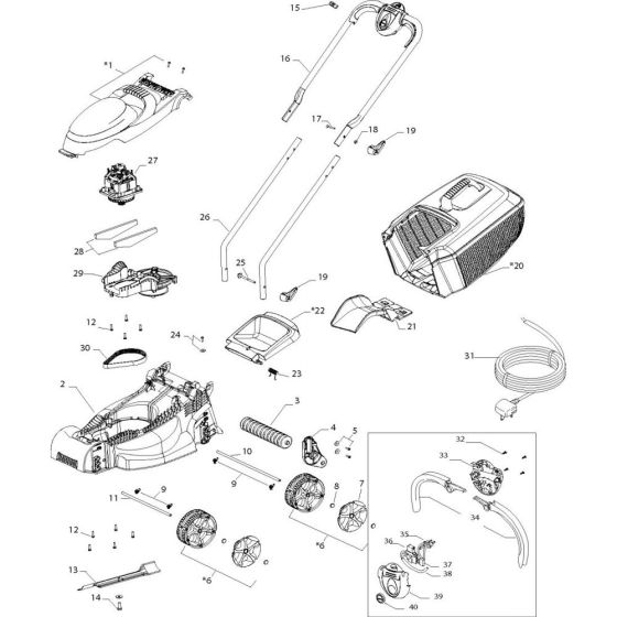 Complete Product Assy for Flymo Chevron 32 Lawnmowers